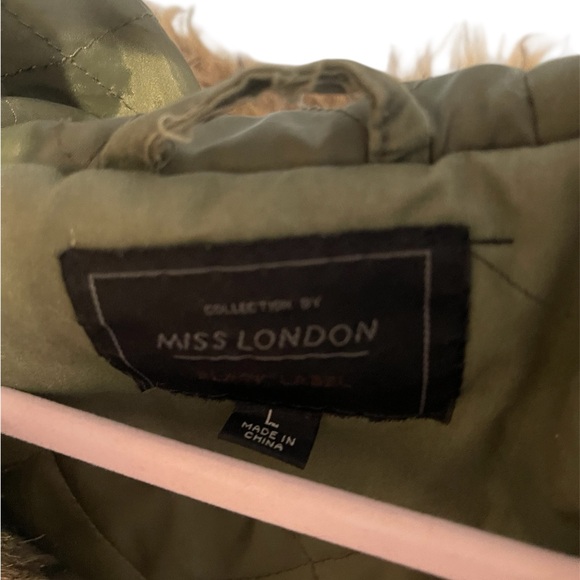 Olive Green Hooded Parka with Faux Fur Lining - Picture 2 of 3